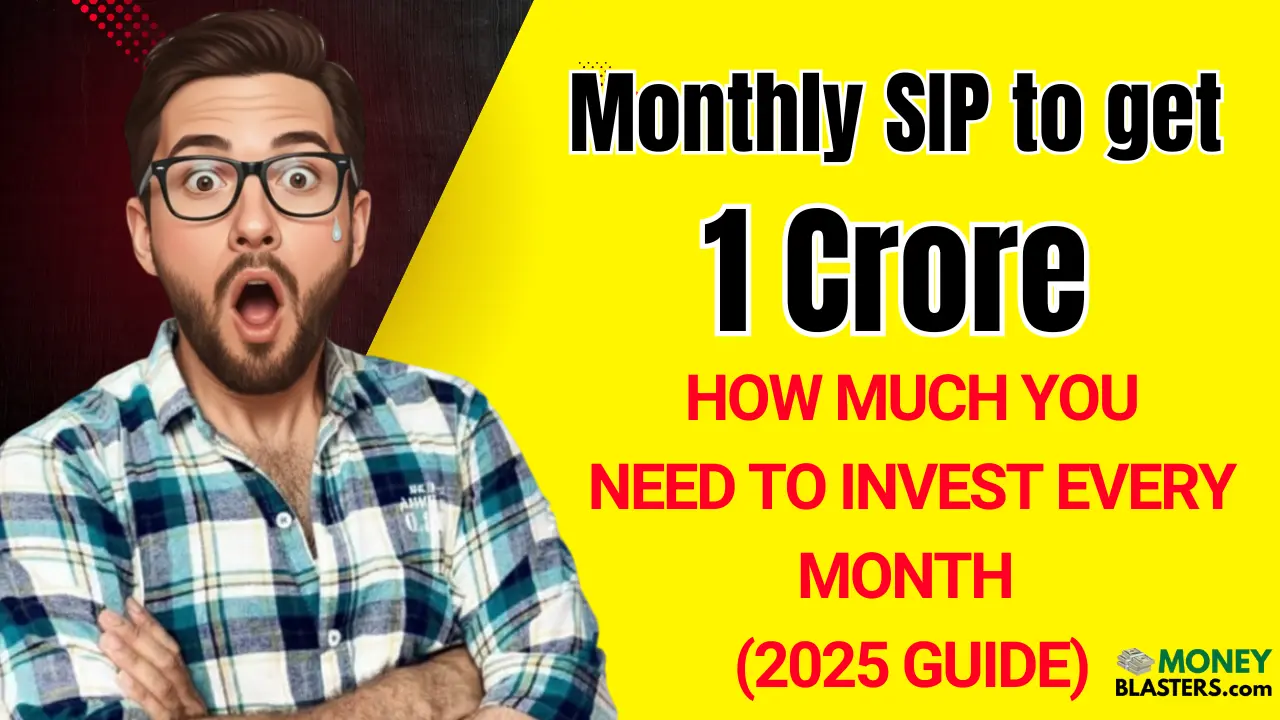 Illustration of SIP investment growth with rising coin stacks representing how monthly SIP builds ₹1 crore over long periods.