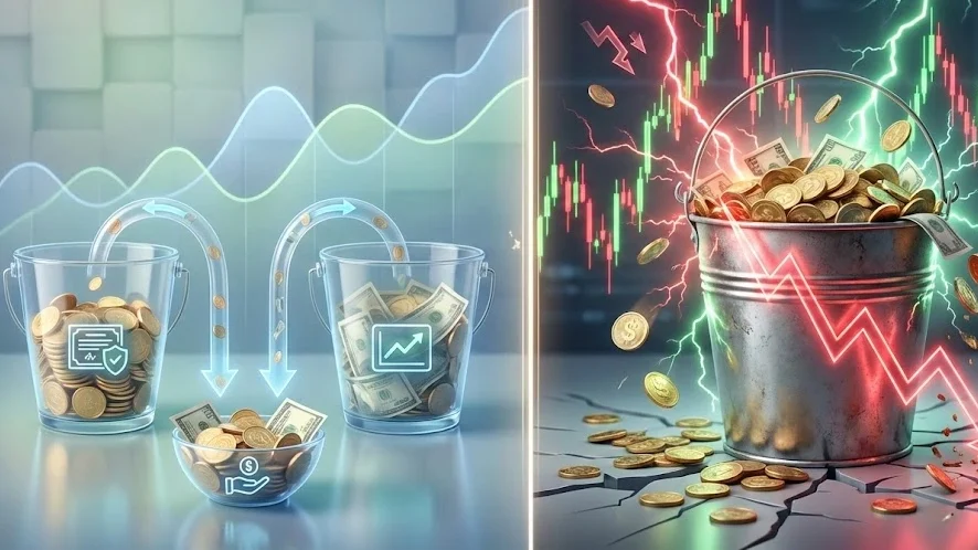 Comparison of hybrid fund SWP versus small cap SWP risk and volatility using bucket strategy.