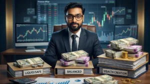 3 Bucket SWP Strategy real case study showing retirement income planning, three fund buckets, withdrawal plan and wealth growth example India