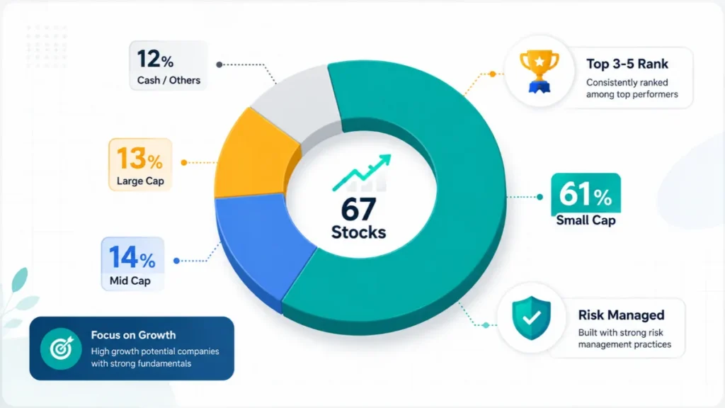 Best mutual fund for SIP portfolio allocation chart – Invesco India Smallcap Fund breakdown